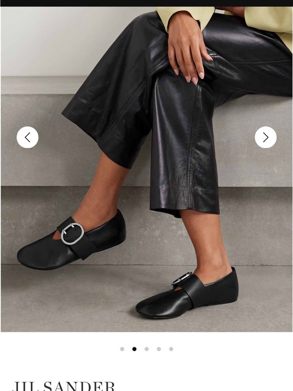 Jil Sander Black Leather Buckle Strap Flats